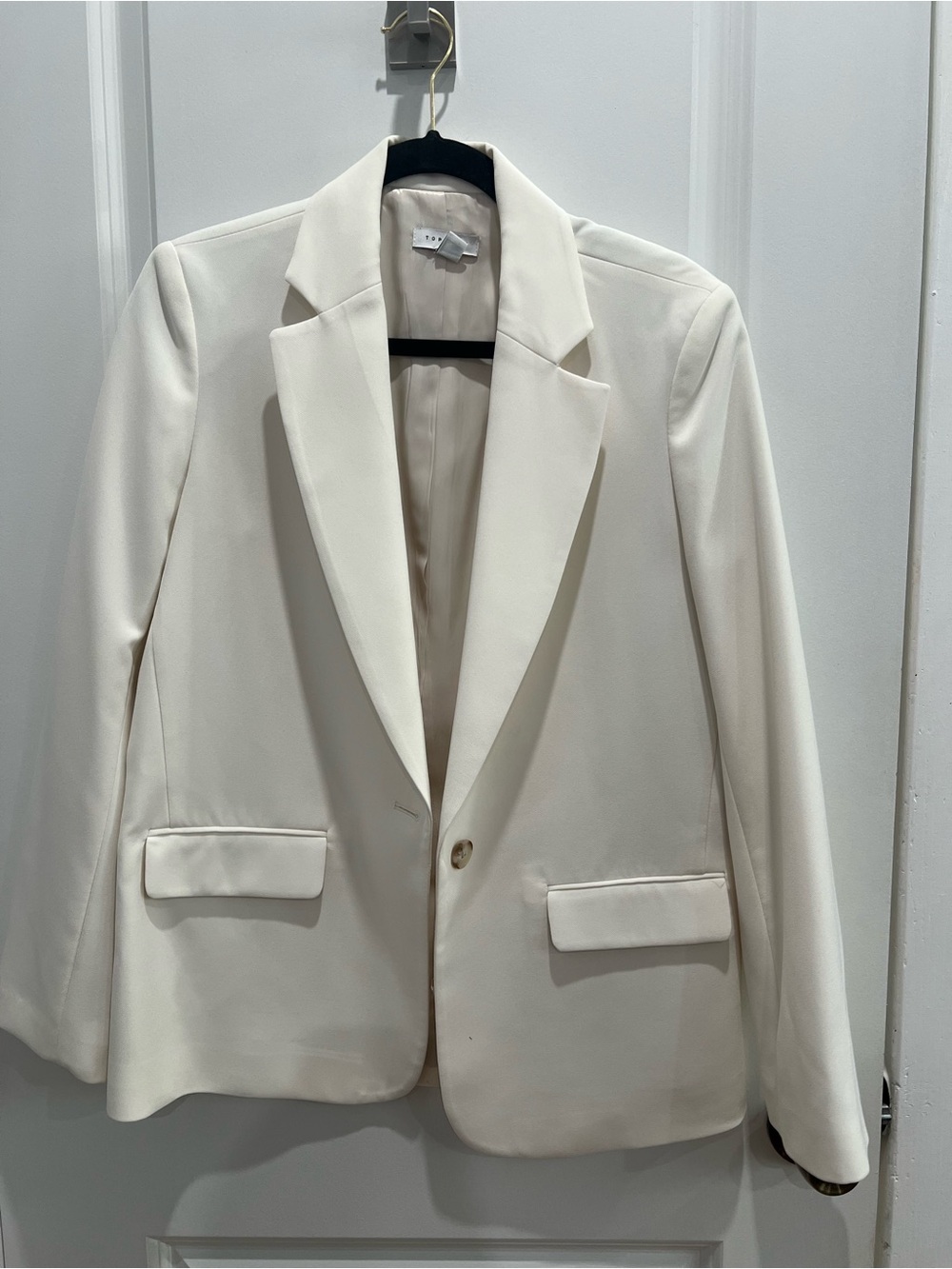 Topshop Cream Single-Button Tailored Blazer